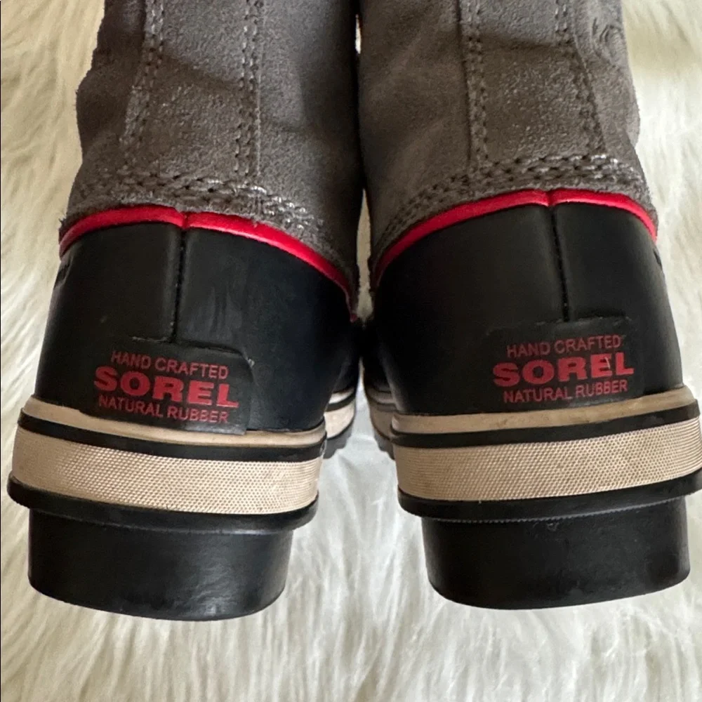 Sorel Big Kids Boys Slimpck Lace Waterproof Winter Snow Gray & Black Boots 4